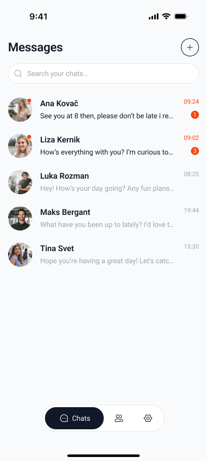 The Via message list